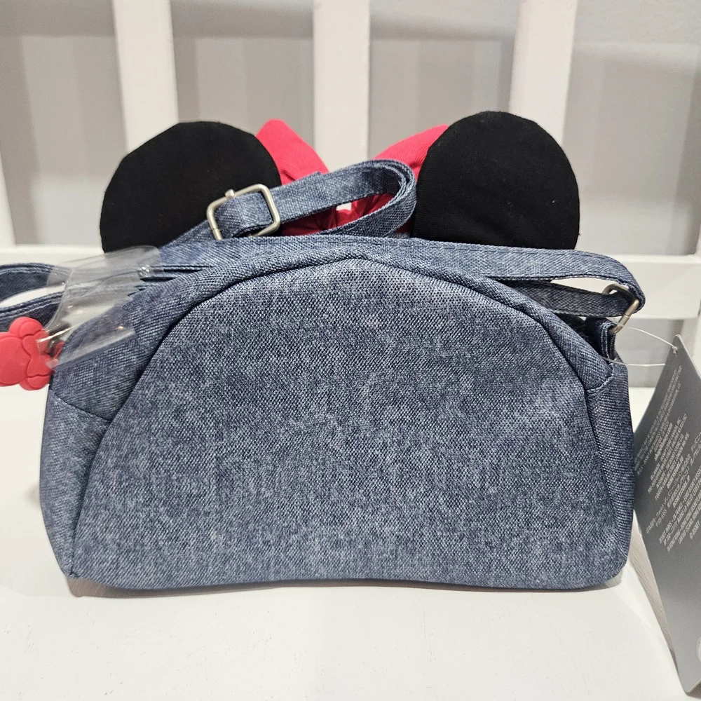 Disney Denim Kids Bag with Red Bow and Black Ears